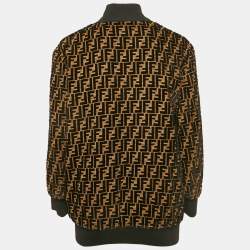 Fendi Black/Brown FF Logo Velvet Bomber Jacket S 