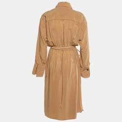 Fendi Beige Silk Crepe Belted Shirt Dress M
