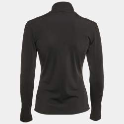 Fendi Black Jersey Logo Band Detail Zip-Up Jacket S
