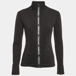 Fendi Black Jersey Logo Band Detail Zip-Up Jacket S