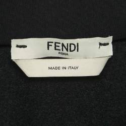 Fendi Black Jersey Logo Band Detail Zip-Up Jacket S