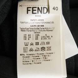 Fendi Black Jersey Logo Band Detail Zip-Up Jacket S