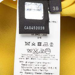 Pre Owned Fendi Yellow Wool Stitch Detail Sleeveless Belted Dress S