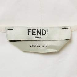 Pre Owned Fendi White Cotton Gathered Wrap Blouse S