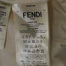 Pre Owned Fendi White Cotton Gathered Wrap Blouse S