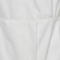 Pre Owned Fendi White Cotton Gathered Wrap Blouse S