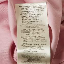 Pre Owned Fendi Special Edition Pink Fox Fur Trim Jersey T-Shirt XS