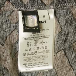 Pre Owned Fendi Brown Zucca Print Cotton Jersey Applique Detail T- Shirt S