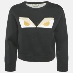 Fendi Black Cotton Monster Eye Print Cropped Sweatshirt S