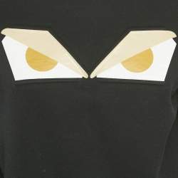 Fendi Black Cotton Monster Eye Print Cropped Sweatshirt S