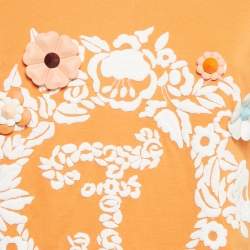 Pre Owned Fendi Orange Cotton Flowerland Embroidered T-Shirt S