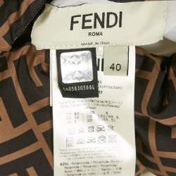 Fendi Brown FF Nylon Belted Down Jacket S