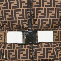 Fendi Brown FF Nylon Belted Down Jacket S