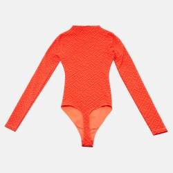 Pre Owned Fendi x Skims Red Monogram Jersey Bodycon XXS