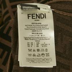 Fendi x Fila Brown Zucca Jacquard Knit Pullover S