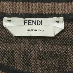 Fendi x Fila Brown Zucca Jacquard Knit Pullover S