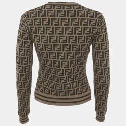 Fendi x Fila Brown Zucca Jacquard Knit Pullover S