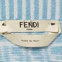 Fendi Blue FF Zucca Monogram Intarsia Knit Sleeveless Mini Dress S