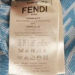 Fendi Blue FF Zucca Monogram Intarsia Knit Sleeveless Mini Dress S