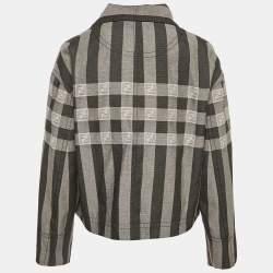 Fendi Grey Stripe FF Zucca Jacquard Cotton Blend Jacket S
