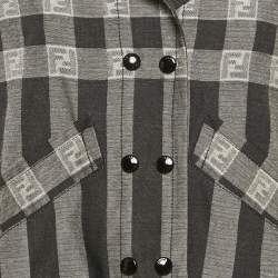 Fendi Grey Stripe FF Zucca Jacquard Cotton Blend Jacket S