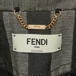 Fendi Grey Stripe FF Zucca Jacquard Cotton Blend Jacket S