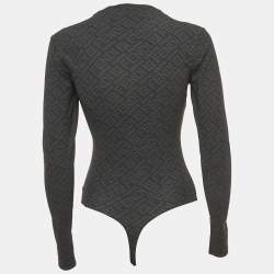 مملوكة مسبقًا Fendi x Skims Black Monogram Black Jersey Bodysuit M