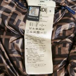 Pre Owned Fendi x Fila Blue Zucca Print Nylon Reversible Down Jacket S