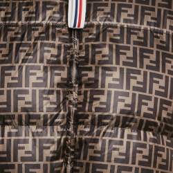 Pre Owned Fendi x Fila Blue Zucca Print Nylon Reversible Down Jacket S
