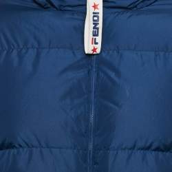 Pre Owned Fendi x Fila Blue Zucca Print Nylon Reversible Down Jacket S