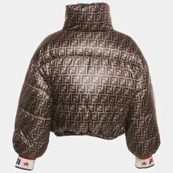 Pre Owned Fendi x Fila Blue Zucca Print Nylon Reversible Down Jacket S