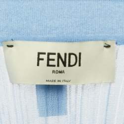 Pre Owned Fendi Blue Rib Knit Long Dress S