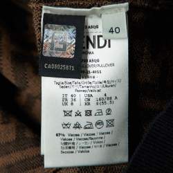 Pre Owned Fendi Brown Zucca Monogram Knit Crew Neck Jumper S