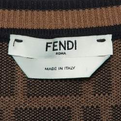 Pre Owned Fendi Brown Zucca Monogram Knit Crew Neck Jumper S