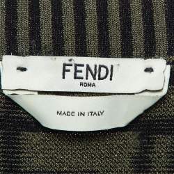 Pre Owned سترة فندي خضراء بنمط FF محبوكة بأكمام قصيرة مقاس صغير