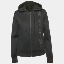 Pre Owned Fendi Black Karl Lagerfeld Print Jersey Zip-Up Sweatshirt M