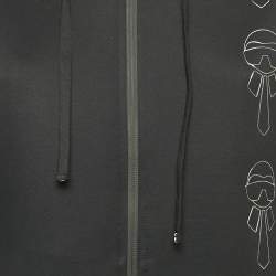 Pre Owned Fendi Black Karl Lagerfeld Print Jersey Zip-Up Sweatshirt M