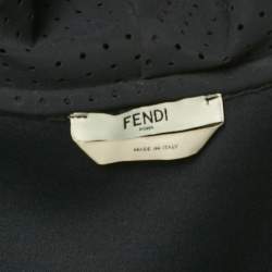Pre Owned Fendi Black Karl Lagerfeld Print Jersey Zip-Up Sweatshirt M