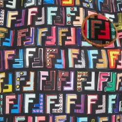 Pre Owned Fendi Black FF Print Satin T-Shirt S