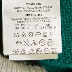 Pre Owned Fendi Green Rib Knit Crewneck Sweater S