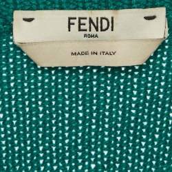 Pre Owned Fendi Green Rib Knit Crewneck Sweater S