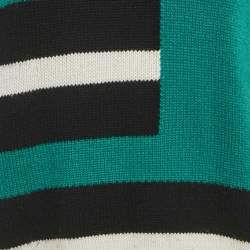 Pre Owned Fendi Green Rib Knit Crewneck Sweater S