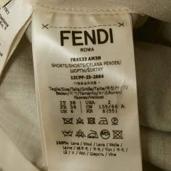 Pre Owned Fendi Grey Wool Pleated Layered Shorts S