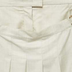 Pre Owned Fendi Grey Wool Pleated Layered Shorts S