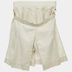 Pre Owned Fendi Grey Wool Pleated Layered Shorts S