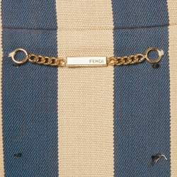 Pre Owned Fendi Beige Striped Cotton Double Breasted Blazer M