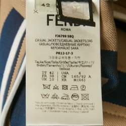 Pre Owned Fendi Beige Striped Cotton Double Breasted Blazer M