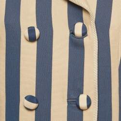 Pre Owned Fendi Beige Striped Cotton Double Breasted Blazer M