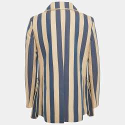 Pre Owned Fendi Beige Striped Cotton Double Breasted Blazer M