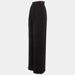 Pre Owned Fendi Black Silk Crepe Wide Leg Trousers S